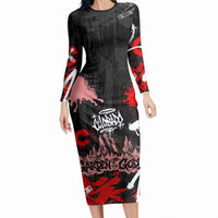 Personalized Colorado Garden Of The Gods Long Sleeve Bodycon Dress Urban Graffiti Paint Splatter Street Art