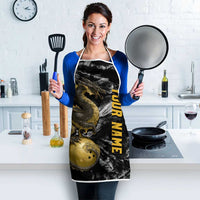 Golden Dragon and Bowling Ball Design Apron with Marble Stone Texture and Custom Team Name Text - Wonder Print Shop