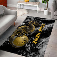 Golden Dragon and Bowling Ball Design Area Rug with Marble Stone Texture and Custom Team Name Text - Wonder Print Shop