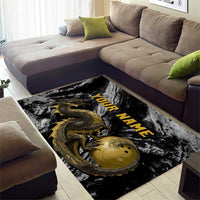 Golden Dragon and Bowling Ball Design Area Rug with Marble Stone Texture and Custom Team Name Text - Wonder Print Shop