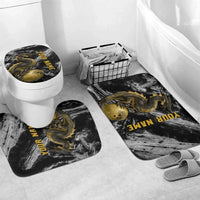 Golden Dragon and Bowling Ball Design Bathroom Set with Marble Stone Texture and Custom Team Name Text - Wonder Print Shop