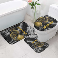 Golden Dragon and Bowling Ball Design Bathroom Set with Marble Stone Texture and Custom Team Name Text - Wonder Print Shop