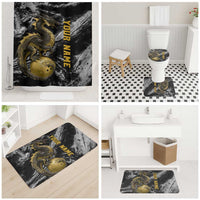 Golden Dragon and Bowling Ball Design Bathroom Set with Marble Stone Texture and Custom Team Name Text - Wonder Print Shop