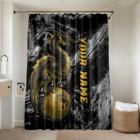 Golden Dragon and Bowling Ball Design Bathroom Set with Marble Stone Texture and Custom Team Name Text - Wonder Print Shop