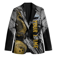 Golden Dragon and Bowling Ball Design Blazer with Marble Stone Texture and Custom Team Name Text - Wonder Print Shop