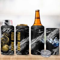 Golden Dragon and Bowling Ball Design 4 in 1 Can Cooler Tumbler with Marble Stone Texture and Custom Team Name Text - Wonder Print Shop