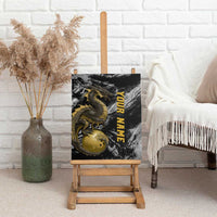 Golden Dragon and Bowling Ball Design Canvas Wall Art with Marble Stone Texture and Custom Team Name Text - Wonder Print Shop