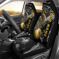 Golden Dragon and Bowling Ball Design Car Seat Cover with Marble Stone Texture and Custom Team Name Text - Wonder Print Shop