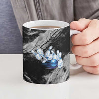 Golden Dragon and Bowling Ball Design Ceramic Mug with Marble Stone Texture and Custom Team Name Text - Wonder Print Shop