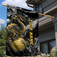 Golden Dragon and Bowling Ball Design Garden Flag with Marble Stone Texture and Custom Team Name Text - Wonder Print Shop