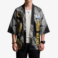 Golden Dragon and Bowling Ball Design Kimono with Marble Stone Texture and Custom Team Name Text - Wonder Print Shop