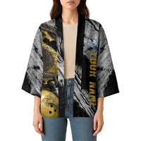 Golden Dragon and Bowling Ball Design Kimono with Marble Stone Texture and Custom Team Name Text - Wonder Print Shop