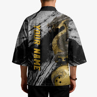 Golden Dragon and Bowling Ball Design Kimono with Marble Stone Texture and Custom Team Name Text - Wonder Print Shop