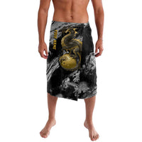 Golden Dragon and Bowling Ball Design Lavalava with Marble Stone Texture and Custom Team Name Text - Wonder Print Shop