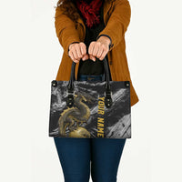 Golden Dragon and Bowling Ball Design Leather Bag with Marble Stone Texture and Custom Team Name Text - Wonder Print Shop