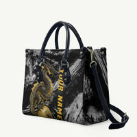 Golden Dragon and Bowling Ball Design Leather Bag with Marble Stone Texture and Custom Team Name Text - Wonder Print Shop
