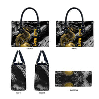 Golden Dragon and Bowling Ball Design Leather Bag with Marble Stone Texture and Custom Team Name Text - Wonder Print Shop