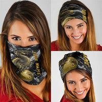 Golden Dragon and Bowling Ball Design Neck Gaiter with Marble Stone Texture TS04