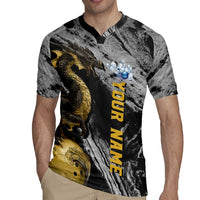 Golden Dragon and Bowling Ball Design Rugby Jersey with Marble Stone Texture and Custom Team Name Text - Wonder Print Shop