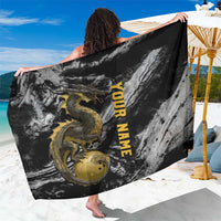 Golden Dragon and Bowling Ball Design Sarong with Marble Stone Texture and Custom Team Name Text - Wonder Print Shop