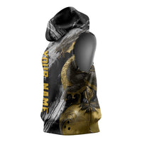 Golden Dragon and Bowling Ball Design Sleeveless Hoodie with Marble Stone Texture and Custom Team Name Text - Wonder Print Shop