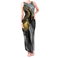 Golden Dragon and Bowling Ball Design Tank Maxi Dress with Marble Stone Texture and Custom Team Name Text - Wonder Print Shop