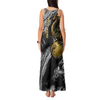 Golden Dragon and Bowling Ball Design Tank Maxi Dress with Marble Stone Texture and Custom Team Name Text - Wonder Print Shop