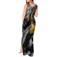 Golden Dragon and Bowling Ball Design Tank Maxi Dress with Marble Stone Texture and Custom Team Name Text - Wonder Print Shop