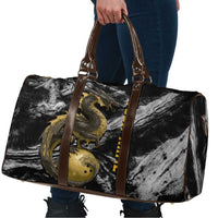 Golden Dragon and Bowling Ball Design Travel Bag with Marble Stone Texture and Custom Team Name Text - Wonder Print Shop