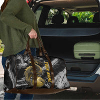 Golden Dragon and Bowling Ball Design Travel Bag with Marble Stone Texture and Custom Team Name Text - Wonder Print Shop