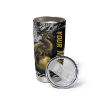 Golden Dragon and Bowling Ball Design Tumbler Cup with Marble Stone Texture and Custom Team Name Text - Wonder Print Shop