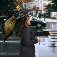 Golden Dragon and Bowling Ball Design Umbrella with Marble Stone Texture and Custom Team Name Text - Wonder Print Shop