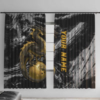 Golden Dragon and Bowling Ball Design Window Curtain with Marble Stone Texture and Custom Team Name Text - Wonder Print Shop