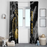 Golden Dragon and Bowling Ball Design Window Curtain with Marble Stone Texture and Custom Team Name Text - Wonder Print Shop