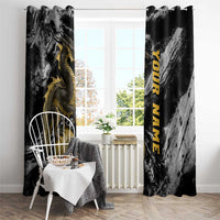 Golden Dragon and Bowling Ball Design Window Curtain with Marble Stone Texture and Custom Team Name Text - Wonder Print Shop