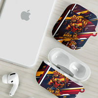 Spain Football Road To Championship AirPods Case Bull Mascot Flying Soccer Ball - Dynamic Speed Stripes