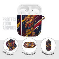 Spain Football Road To Championship AirPods Case Bull Mascot Flying Soccer Ball - Dynamic Speed Stripes