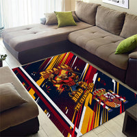 Spain Football Road To Championship Area Rug Bull Mascot Flying Soccer Ball - Dynamic Speed Stripes