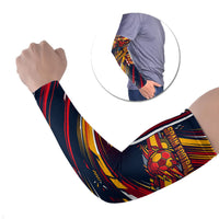 Spain Football Road To Championship Arm Sleeves Bull Mascot Flying Soccer Ball - Dynamic Speed Stripes