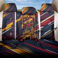 Spain Football Road To Championship Back Car Seat Cover Bull Mascot Flying Soccer Ball - Dynamic Speed Stripes