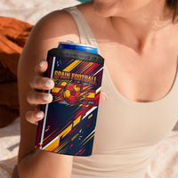 Spain Football Road To Championship 4 in 1 Can Cooler Tumbler Bull Mascot Flying Soccer Ball - Dynamic Speed Stripes