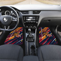 Spain Football Road To Championship Car Mats Bull Mascot Flying Soccer Ball - Dynamic Speed Stripes