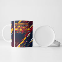 Spain Football Road To Championship Ceramic Mug Bull Mascot Flying Soccer Ball - Dynamic Speed Stripes