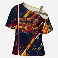 Spain Football Road To Championship Cross Shoulder Shirt Bull Mascot Flying Soccer Ball - Dynamic Speed Stripes