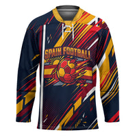Spain Football Road To Championship Hockey Jersey Bull Mascot Flying Soccer Ball - Dynamic Speed Stripes