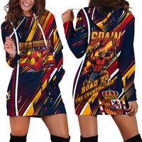 Spain Football Road To Championship Hoodie Dress Bull Mascot Flying Soccer Ball - Dynamic Speed Stripes