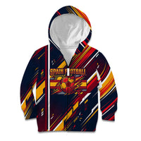 Spain Football Road To Championship Kid Hoodie Bull Mascot Flying Soccer Ball - Dynamic Speed Stripes