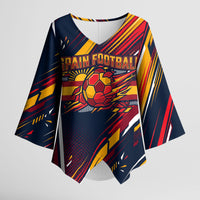 Spain Football Road To Championship Kimono Sleeve Blouse Bull Mascot Flying Soccer Ball - Dynamic Speed Stripes