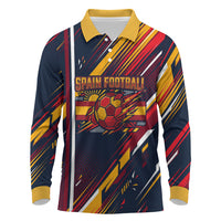 Spain Football Road To Championship Long Sleeve Polo Shirt Bull Mascot Flying Soccer Ball - Dynamic Speed Stripes