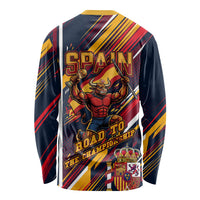 Spain Football Road To Championship Long Sleeve Shirt Bull Mascot Flying Soccer Ball - Dynamic Speed Stripes